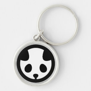 Panda i cirkel rund silverfärgad nyckelring