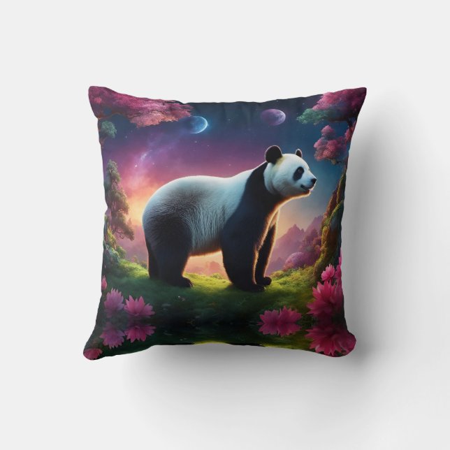 Panda i en fantasitr&auml;dg&aring;rd kudde (Baksida)