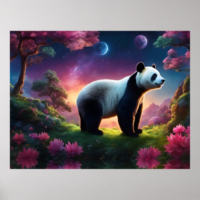 Panda i en fantasitr&auml;dg&aring;rd poster (Framsidan)