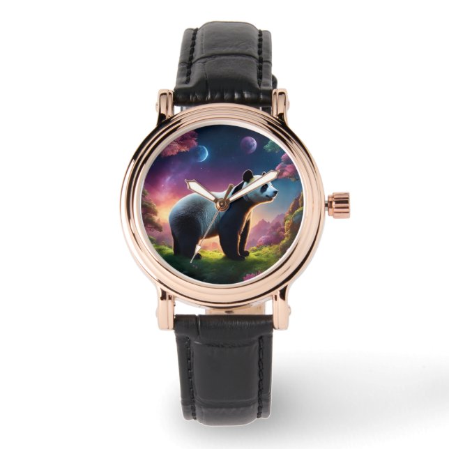 Panda i en Fantasy Garden Armbandsur (Framsida)