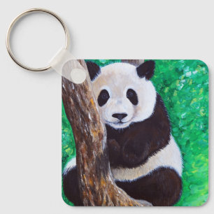 Panda i en Träd-färgkedja Nyckelring