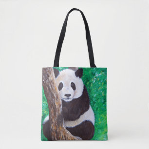 Panda i en trädmålning tygkasse
