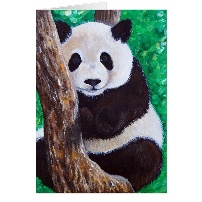 Panda i ett Träd-färgkort Hälsningskort (Framsidan)