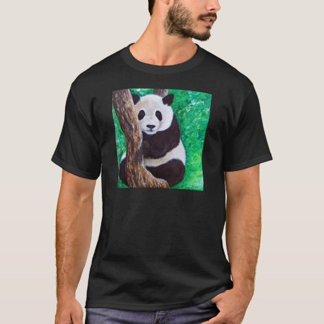 Panda i ett träd målning tee shirt (Framsida)