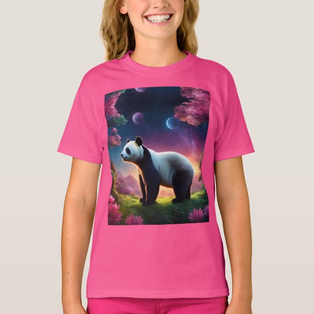 Panda i Fantasy Garden T-Shirt (Framsida)