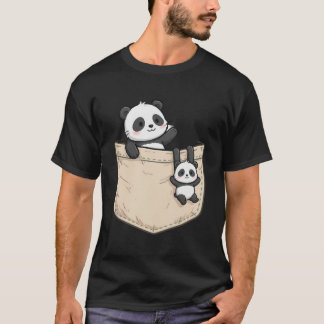 Panda i fickan — Söt Panda Ficktryck Konst T Shirt