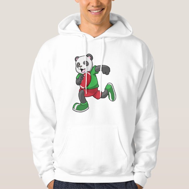 Panda i fotboll med utrustning hoodie (Framsida)