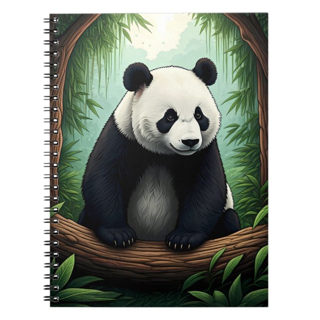 Panda i frodig grönska anteckningsbok (Framsidan)