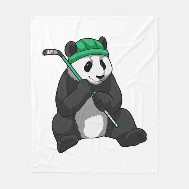 Panda i Ice hockey med ishockeyklubb Fleecefilt (Framsidan)