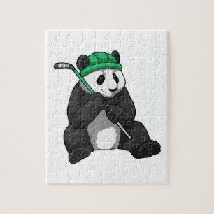 Panda i Ice hockey med ishockeyklubb Pussel