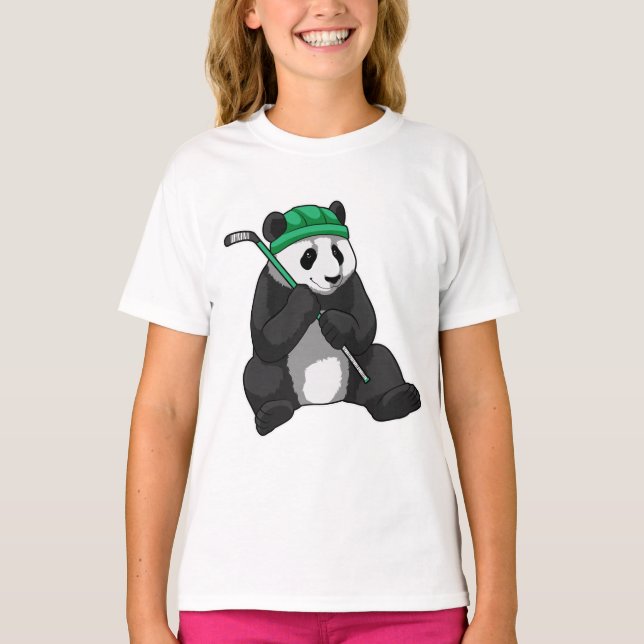 Panda i Ice hockey med ishockeyklubb T Shirt (Framsida)