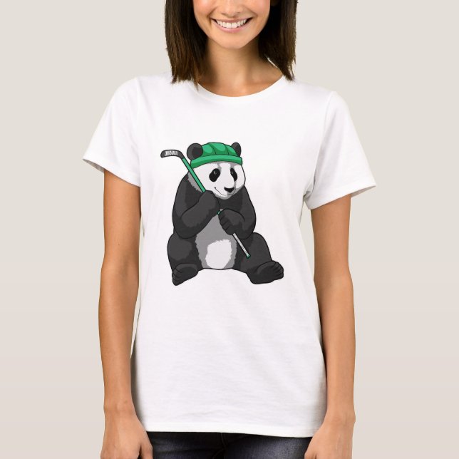 Panda i Ice hockey med ishockeyklubb T Shirt (Framsida)