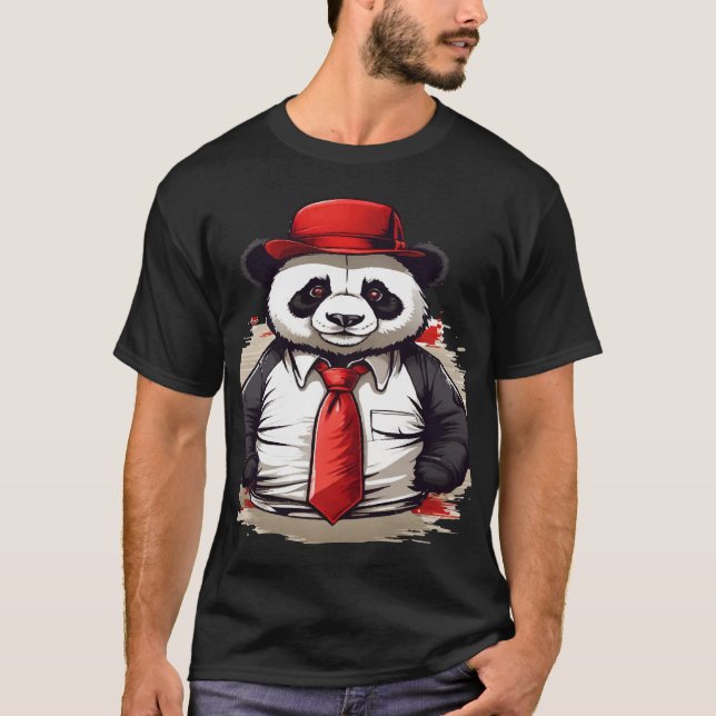 Panda i Kostym som bryter igenom T Shirt (Framsida)