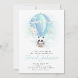 Panda i Luftballong Baby Shower Inbjudningar