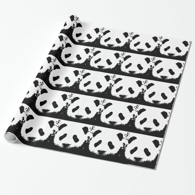 Panda i Pop Art-julklippspapper Presentpapper (Utrullad)