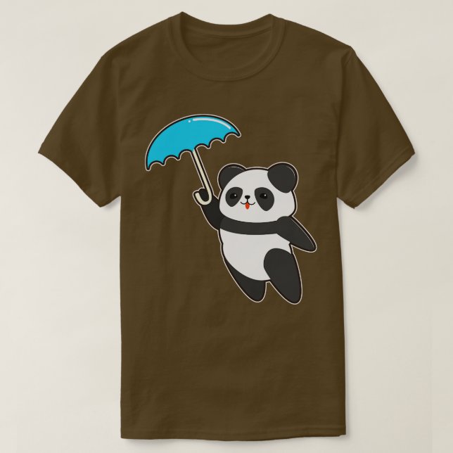 Panda i Rain med Parbrella 2 T Shirt (Design framsida)