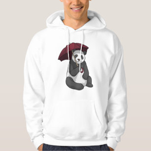 Panda i Rain med Umbrella Hoodie