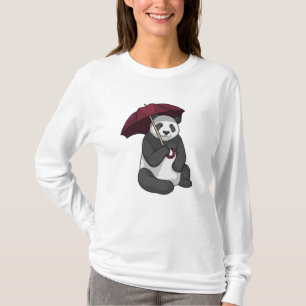 Panda i Rain med Umbrella T Shirt