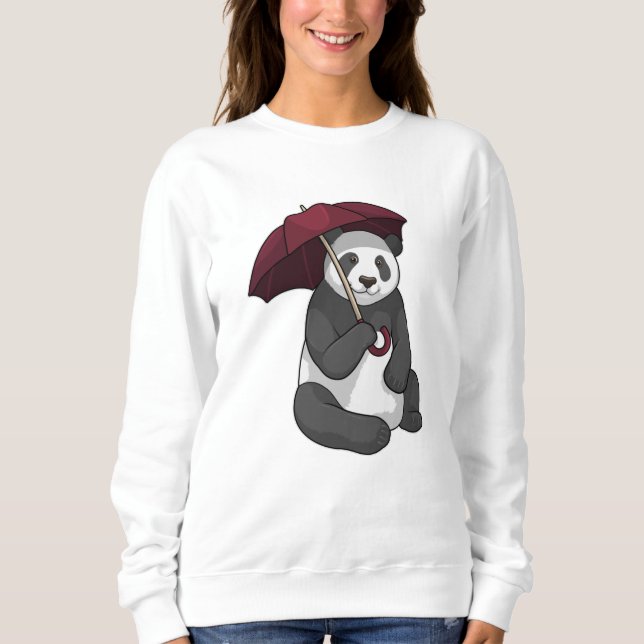 Panda i Rain med Umbrella T Shirt (Framsida)