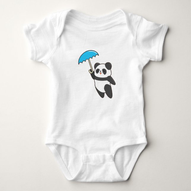 Panda i Rain med Umbrella T Shirt (Framsida)