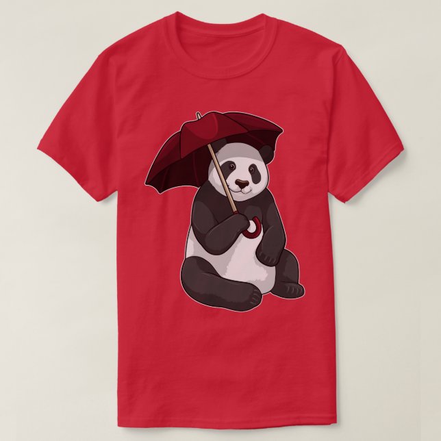 Panda i Rain med Umbrella T Shirt (Design framsida)