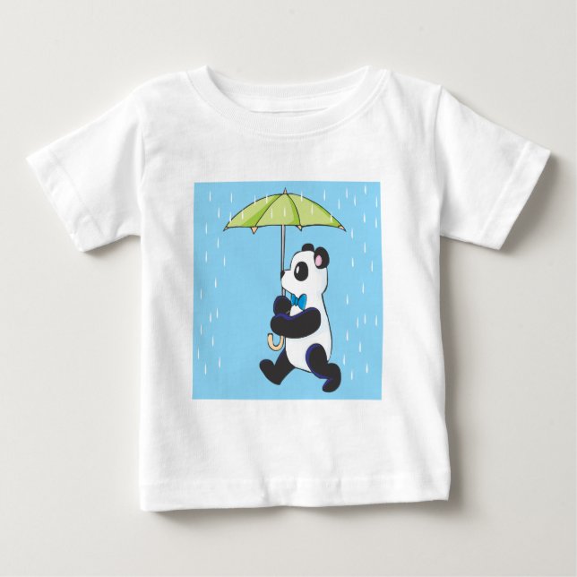Panda i regna t-shirt (Framsida)