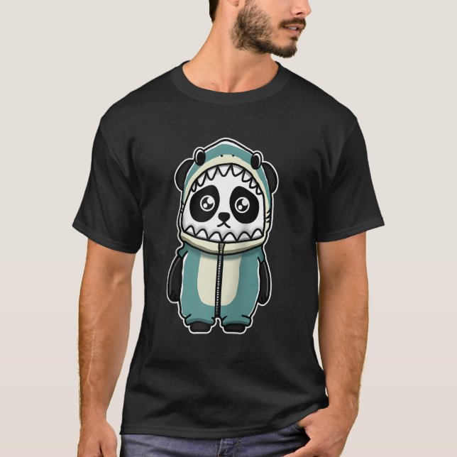 Panda i Shark Baseball T Shirt (Framsida)