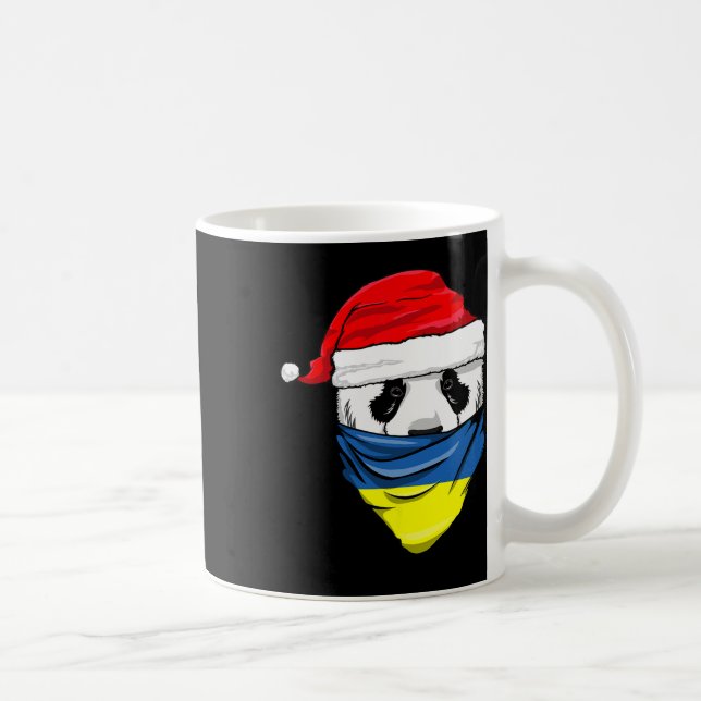 Panda i tomteluva och Ukrainas flagga Ndana jul Kaffemugg (Höger)