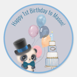 Panda i Top hat | Baby 1st Birthday Runt Klistermärke