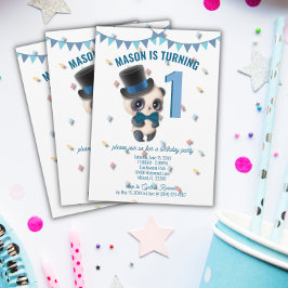 Panda i Top hat - Personlig Birthday Inbjudan