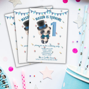 Panda i Top hat - Personlig Birthday Inbjudan