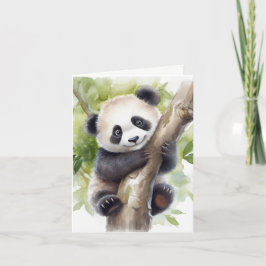 Panda i Träd Tack Kort
