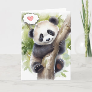 Panda i Träd tänker på dig Kort