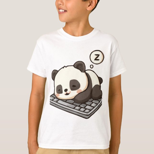 Panda i viloläge på Tangentbord Art T Shirt (Framsida)
