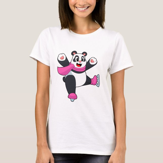 Panda Ice-skridskor T Shirt (Framsida)