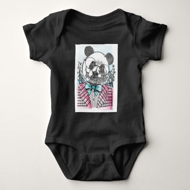 Panda illustration Design Baby Jersey Bodysuit T Shirt (Framsida)