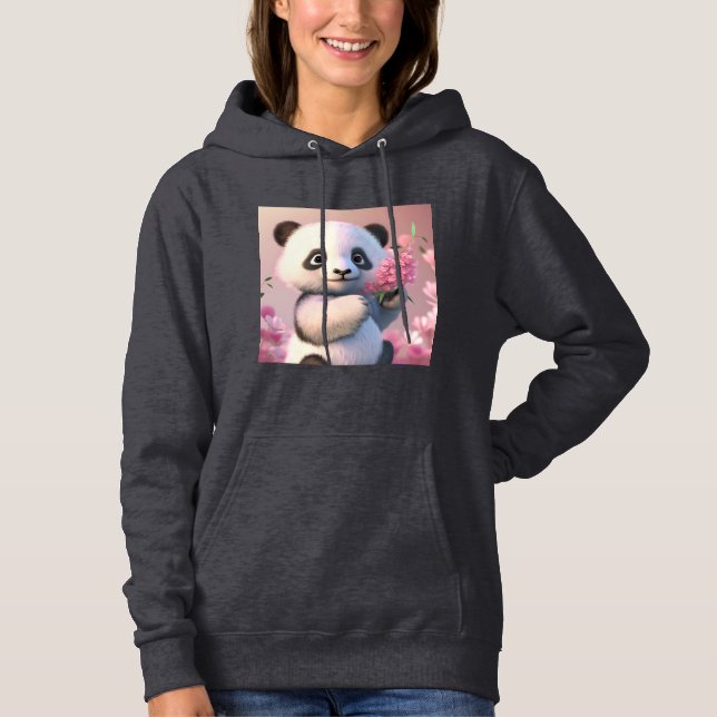 Panda illustration design Hoodie T Shirt (Framsida)