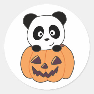 Panda in Pumpkin Sweet Pandas Happy halloween Clas Runt Klistermärke