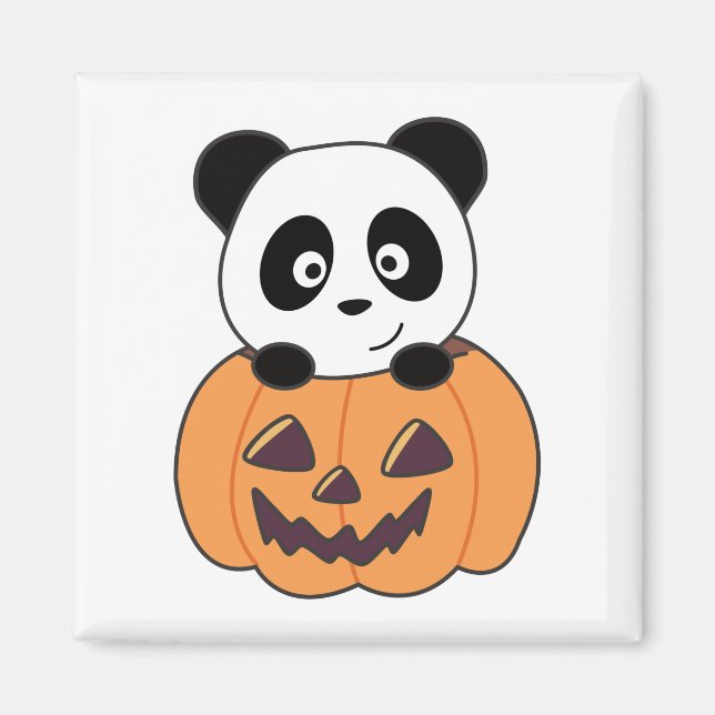 Panda in Pumpkin Sweet Pandas Happy halloween Magn Magnet (Framsidan)