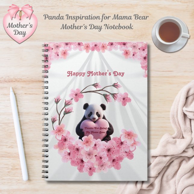 Panda inspiration Mamma Bear Mors dag bärbar dator Anteckningsbok (Mama Bear's Thoughts Mother’s Day Journal)