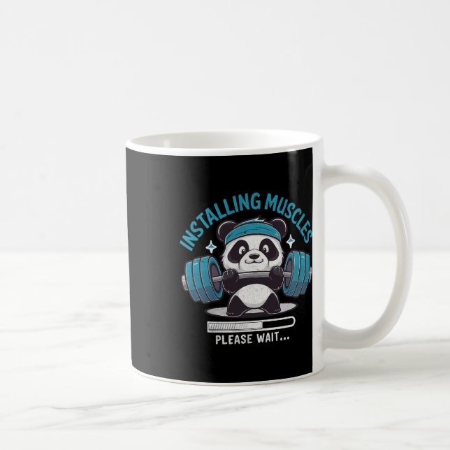 Panda Installations Muscles Vänta Weightlifter Kaffemugg (Höger)