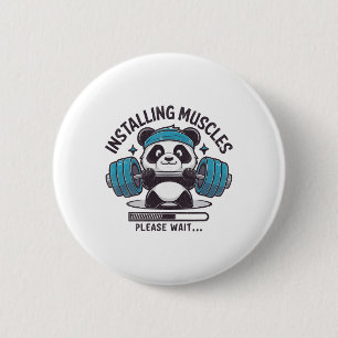 Panda Installations Muscles Vänta Weightlifter Knapp