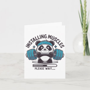 Panda Installations Muscles Vänta Weightlifter Kort