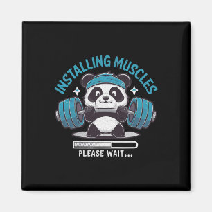 Panda Installations Muscles Vänta Weightlifter Magnet