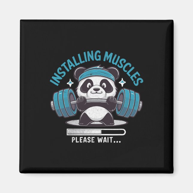 Panda Installations Muscles Vänta Weightlifter Magnet (Framsidan)