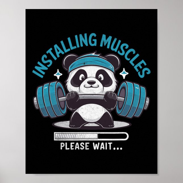 Panda Installations Muscles Vänta Weightlifter Poster (Framsidan)