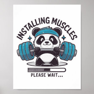 Panda Installations Muscles Vänta Weightlifter Poster