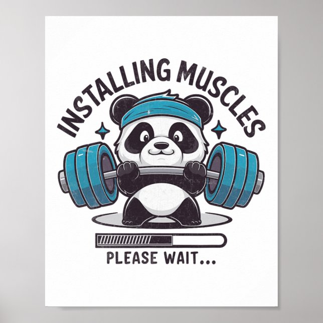 Panda Installations Muscles Vänta Weightlifter Poster (Framsidan)