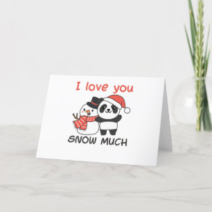 Panda jag älskar dig snö mycket snömannen pun helgkort