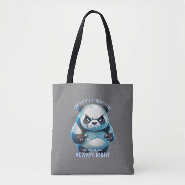Panda jag är inte envis.. Jag är alltid Höger. Tygkasse (Framsida)